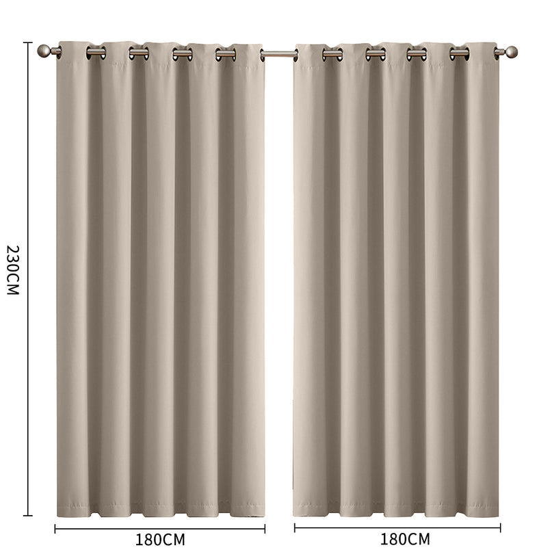 2x Blockout Curtains Panels 3 Layers Beige-2018816697192026114