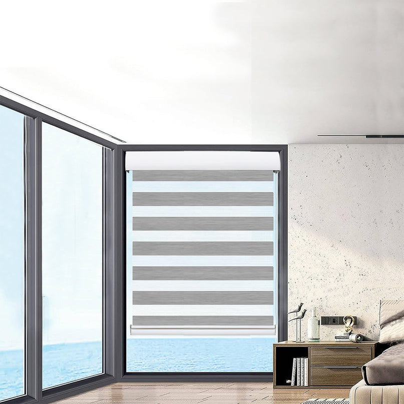 Marlow Blackout Zebra Roller Blind Curtains 90x210 Grey-2018816733489532934