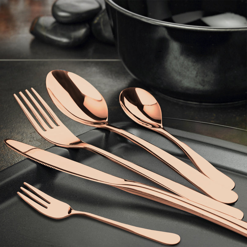 Stainless Steel Cutlery Set Glossy Knife Rose Gold-2006733055871553542