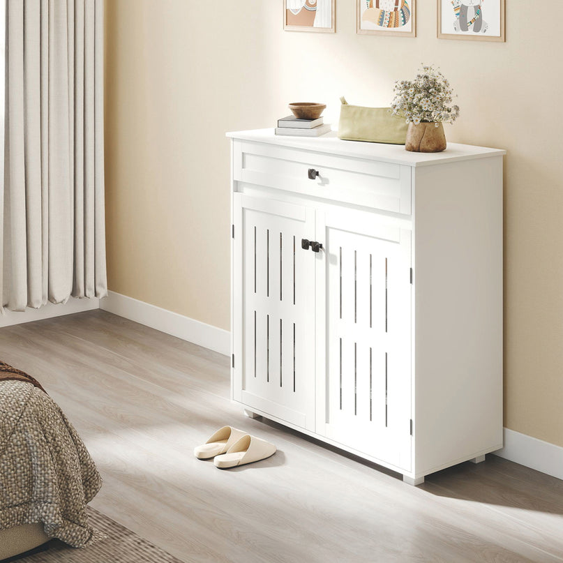 Levede Shoe Cabinet Door Storage Rack Cupboard White-2029387290895323142