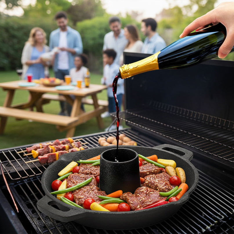 Toque Cast Iron Roaster Stand Non-stick Beer Can Chicken Holder Kitchen Outdoor-2029334115999944710