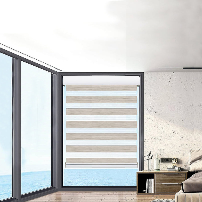 Marlow Blackout Zebra Roller Blind Curtains 90x210 Beige-2018816733699248134