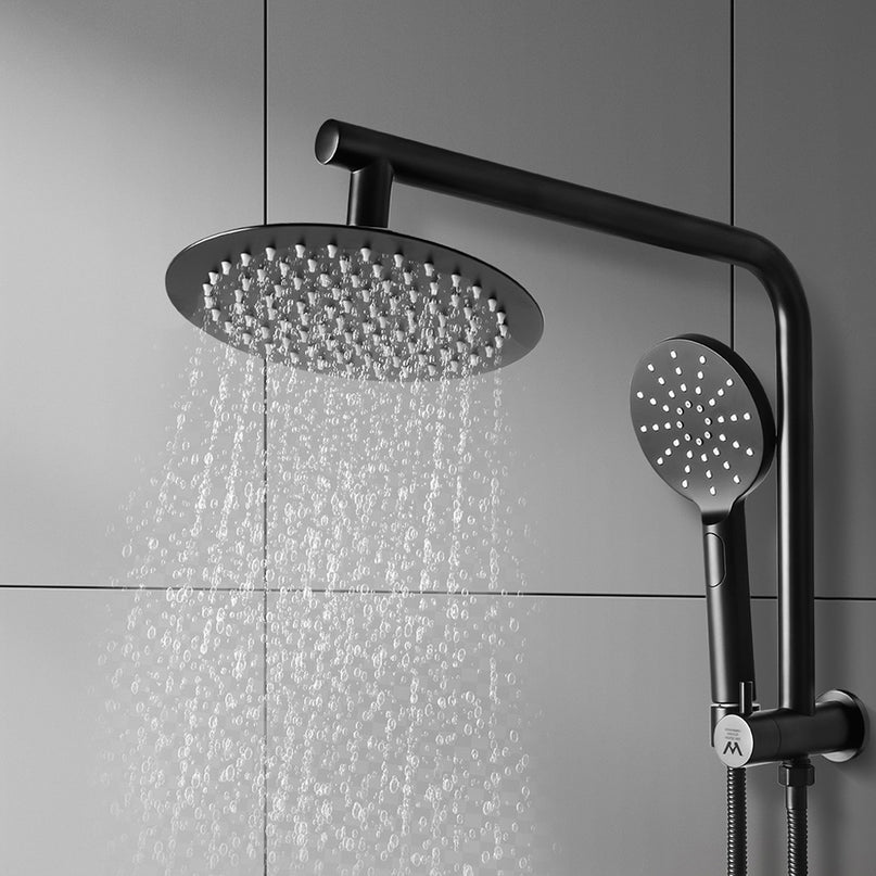 Shower Head High Pressure Set Rain Round Black-2006733239447851014