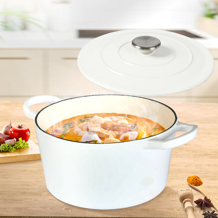 TOQUE 4L Enamel Dutch Oven Pot in White Colour-2018816786526507014