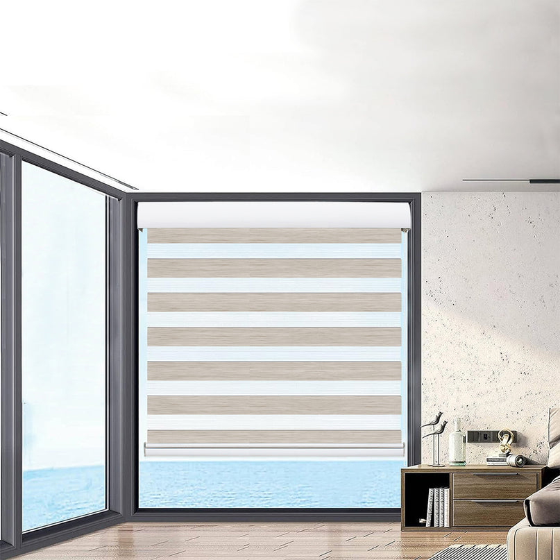 Marlow Blackout Zebra Roller Blind Curtains 180x210 Beige-2029387285140738054
