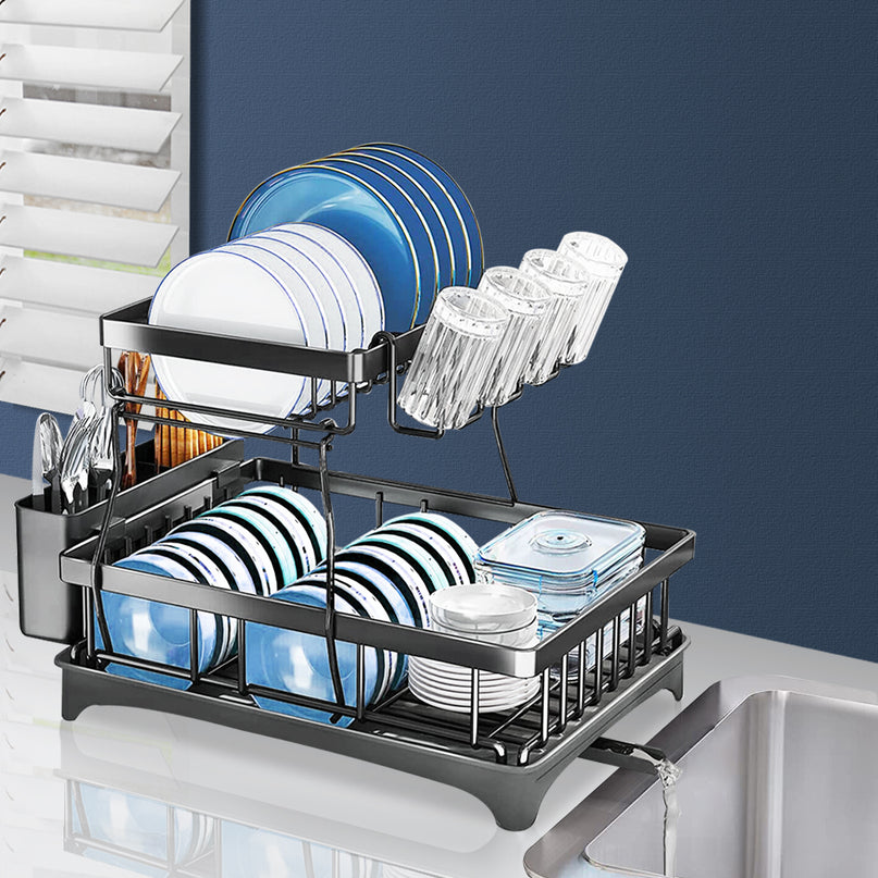 TOQUE Detachable Dish Drying Rack Cutlery Black-2018816695673688070