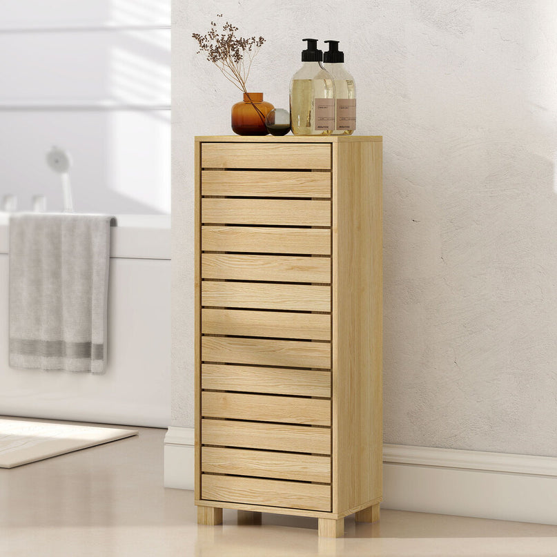 Levede Bathroom Storage Cabinet Handleless Wood Floor Shelf Unit Cupboard Oak-2029334090918006790