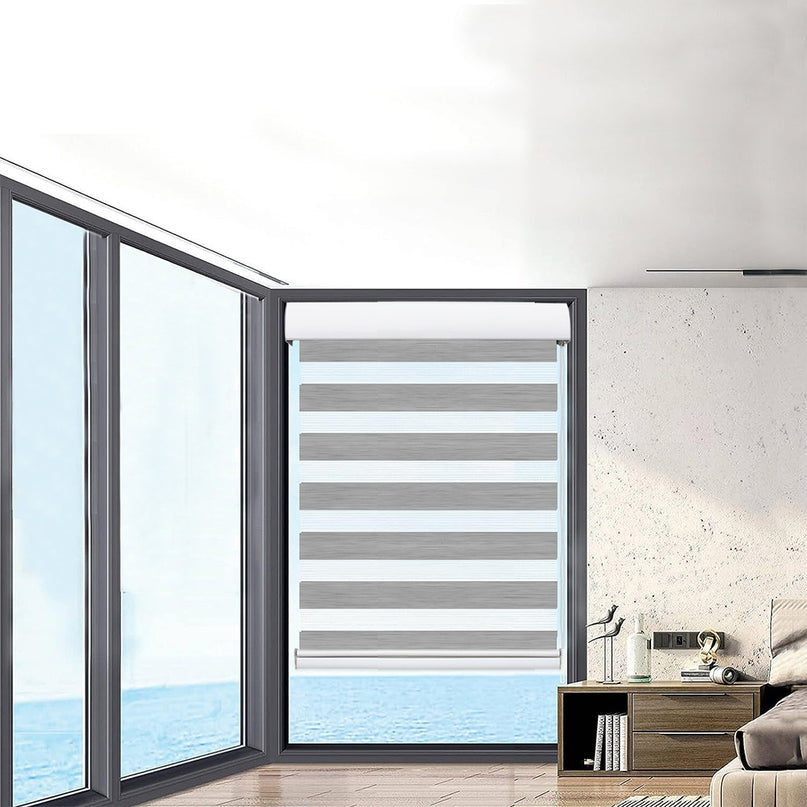 Marlow Blackout Zebra Roller Blind Curtains 60x210 Grey-2018816697888280582