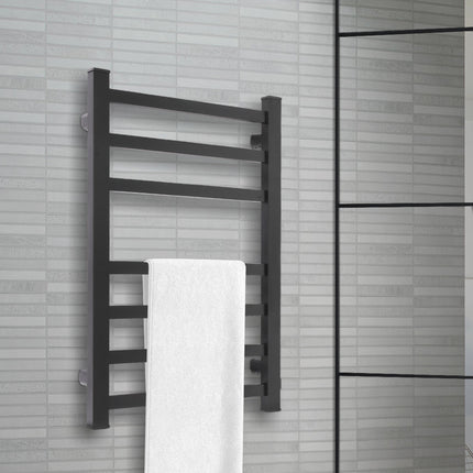 Heated Towel Rail Warmer Rack Wall Mounted Black-2006733186985496582