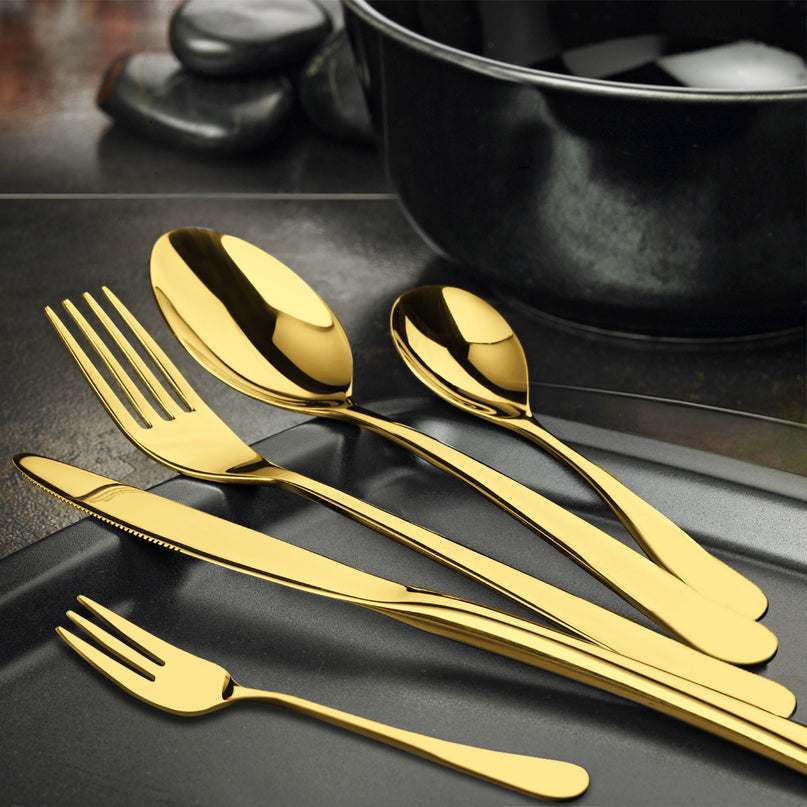 Stainless Steel Cutlery Set Travel Knife Gold-2006733055670226950