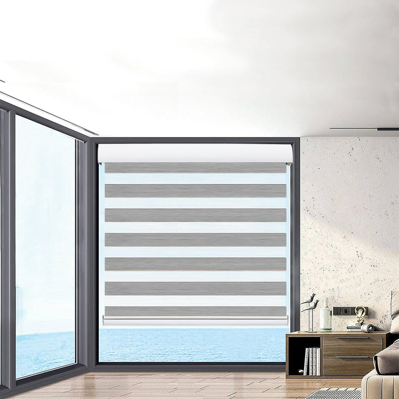 Marlow Blackout Zebra Roller Blind Curtains 180x210 Grey-2018816836891709446