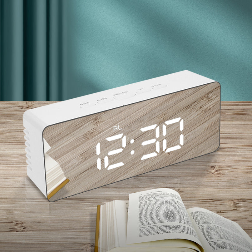 Alarm Clock Digital Led Mirror Desk Silver-2018816653667733510