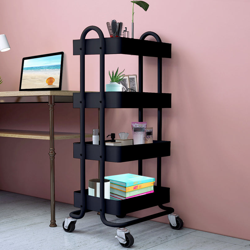 Levede 4 Tiers Kitchen Trolley Cart Black-2018816745485242374