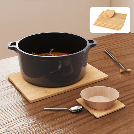 Toque 8 Pcs Natural Bamboo Placemat Coaster Storage Dish-2029387307206971398