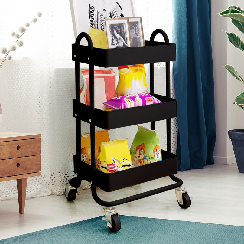 Levede 3 Tiers Kitchen Trolley Cart Black-2018816732868775943