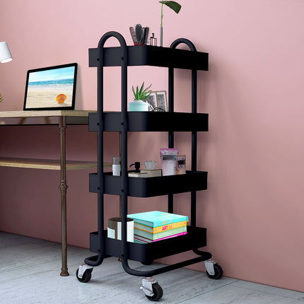 Levede 4 Tiers Kitchen Trolley Cart Black-2018816745485242376