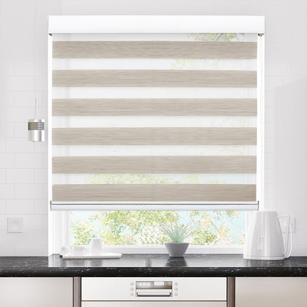 Marlow Blackout Zebra Roller Blind Curtains 90x210 Beige-2018816733699248135