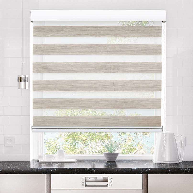 Marlow Blackout Zebra Roller Blind Curtains 90x210 Beige-2018816733699248135
