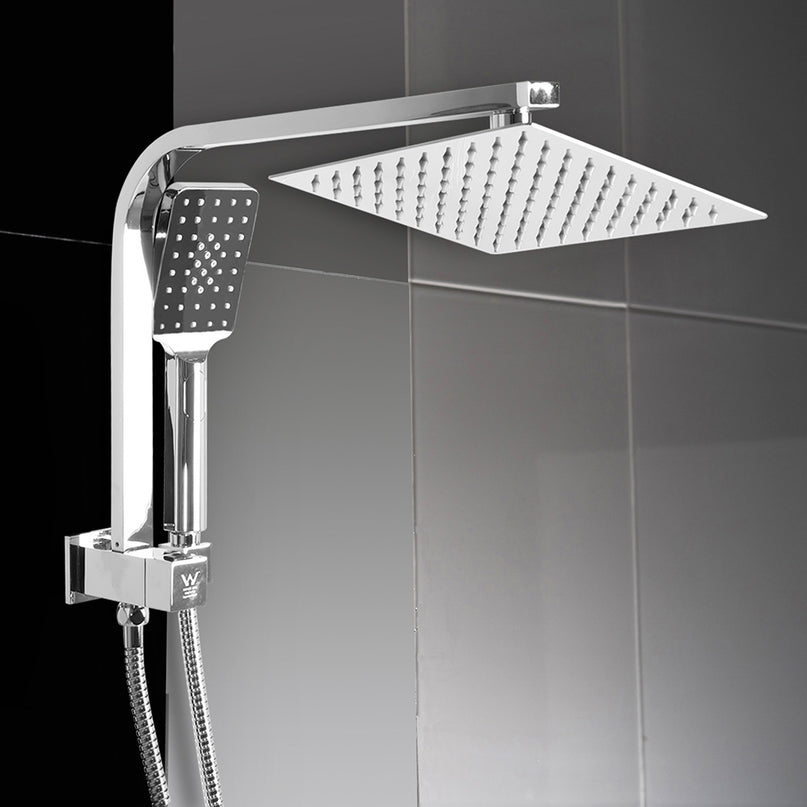 High Pressure Shower Head Set Rain Square Silver-2006733185240666119