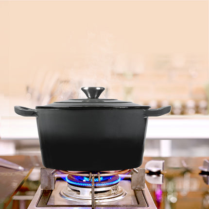 TOQUE 4L Enamel Dutch Oven Pot in Black Colour-2018816771812888583