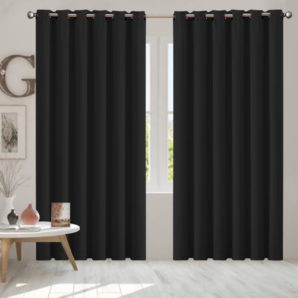 2x Blockout Curtains Panels 3 Layers Black-2029387284603867142