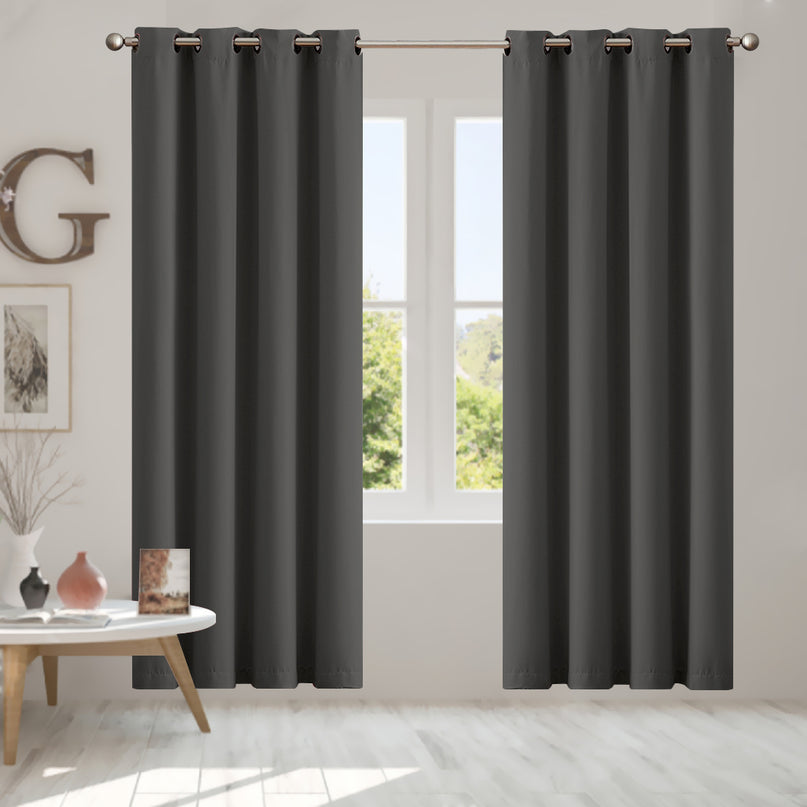 2x Blockout Curtains Panels 3 Layers Charcoal CD1003-132X213-GR-2029387283907612678