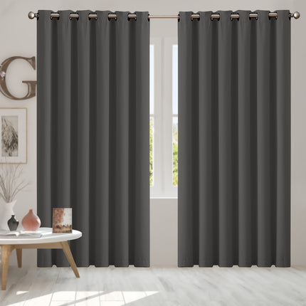2x Blockout Curtains Panels 3 Layers Charcoal-2029387284784222214