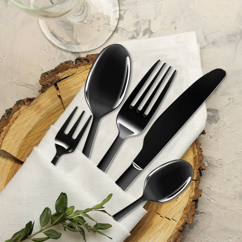 Stainless Steel Cutlery Set Travel Knife Black-2018816724035571719