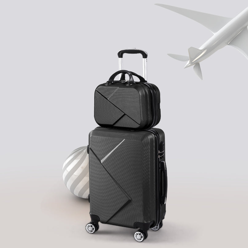 Slimbridge 2pcs 20"Travel Luggage Set Black-2006733061953294343