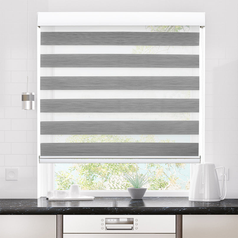 Marlow Blackout Zebra Roller Blind Curtains 180x210 Grey-2018816836891709447