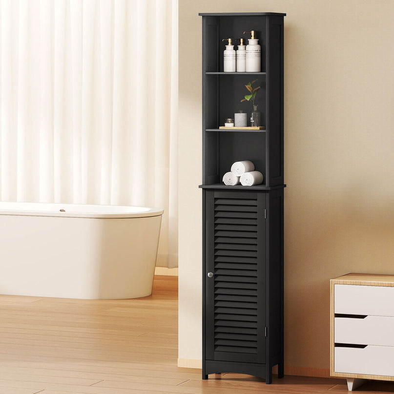 Levede Tall Bathroom Cabinet Storage 166cm Tallboy Cupboard Adjustable Shelf-2029334091123527688