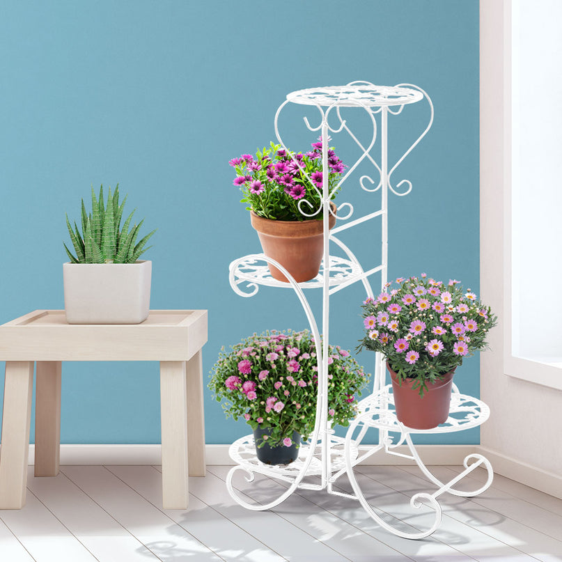Levede Plant Stand Outdoor Indoor Metal White-2006732928452792327