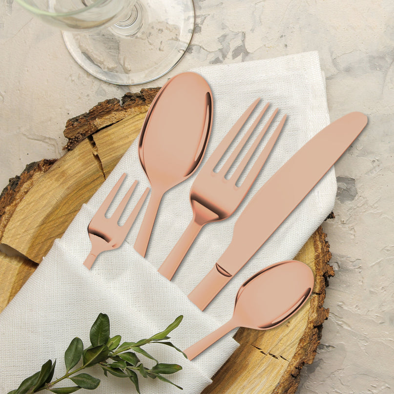 Stainless Steel Cutlery Set Glossy Knife Rose Gold-2006733055871553543