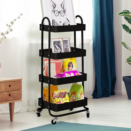 Levede 4 Tiers Kitchen Trolley Cart Black-2018816745485242375