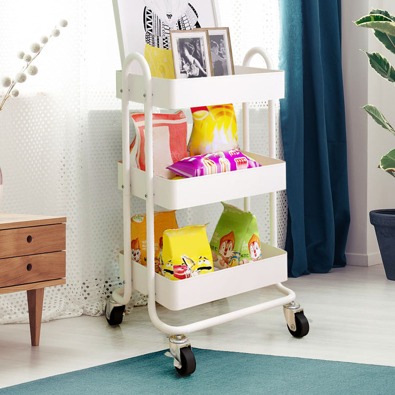 Levede 3 Tiers Kitchen Trolley Cart White-2006733175103033350