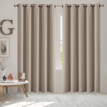 2x Blockout Curtains Panels 3 Layers Beige-2018816697192026118