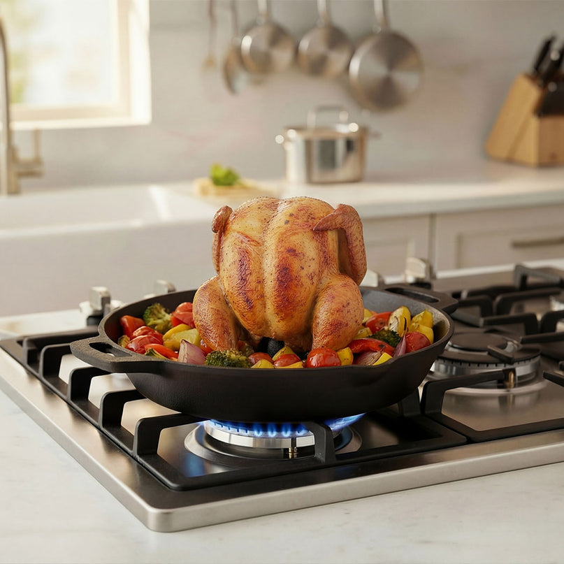 Toque Cast Iron Roaster Stand Non-stick Beer Can Chicken Holder Kitchen Outdoor-2029334115999944711