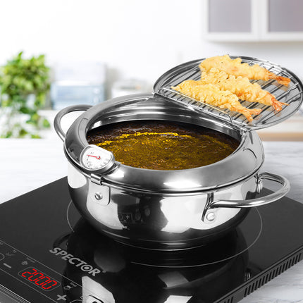 TOQUE 24cm Japanese Deep Frying Pan Silver-2029387268027977735