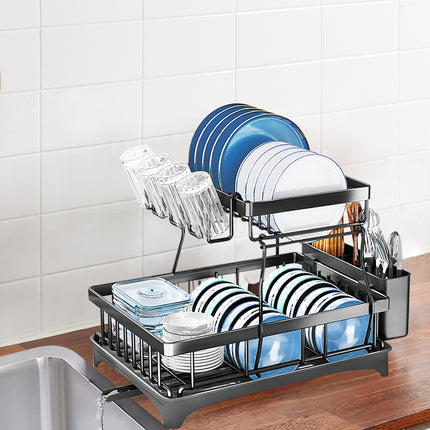 TOQUE Detachable Dish Drying Rack Cutlery Black-2018816695673688071