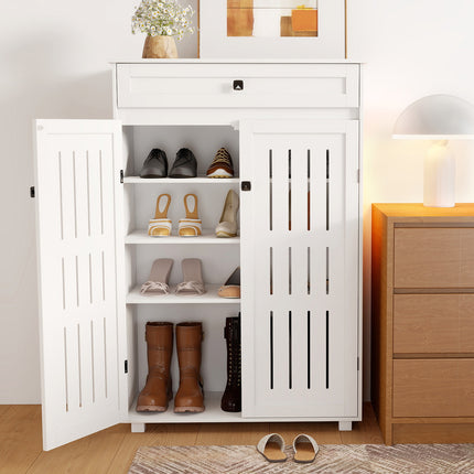 Levede Shoe Cabinet Door Storage Rack Cupboard White-2011971110257692680
