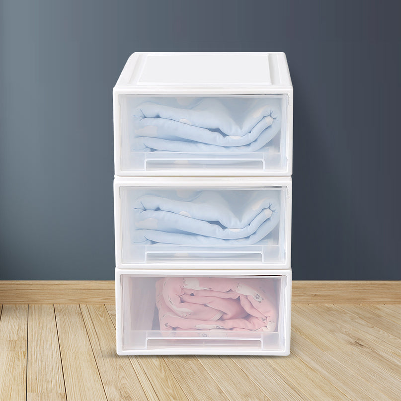 Plastic Storage Box Stackable Containers M 3PK Medium-2029387237959012358