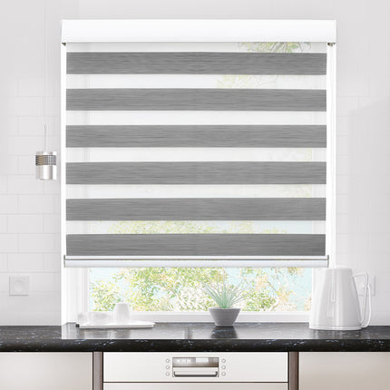 Marlow Blackout Zebra Roller Blind Curtains 60x210 Grey-2018816697888280583