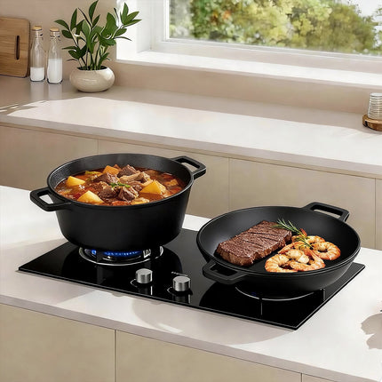 Toque 5.84L Double Dutch Oven 2 in 1 Cast Iron Pan-2011971112459702279