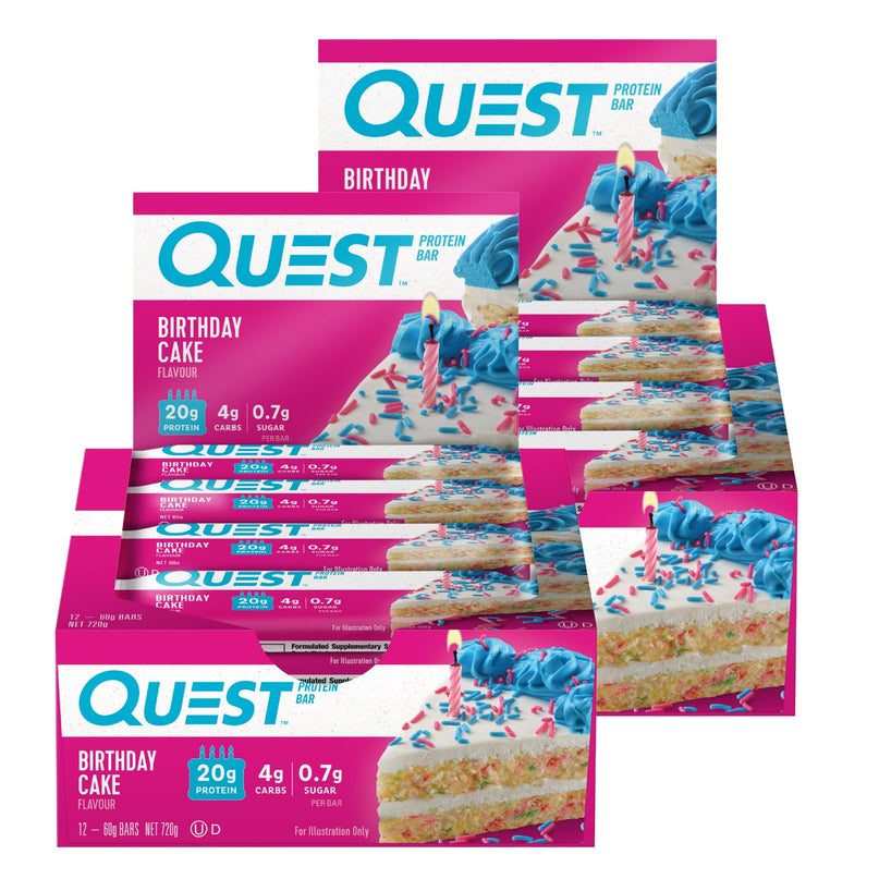 Quest Birthday Cake Protein Bars 12x60g x2-2029334132152209408