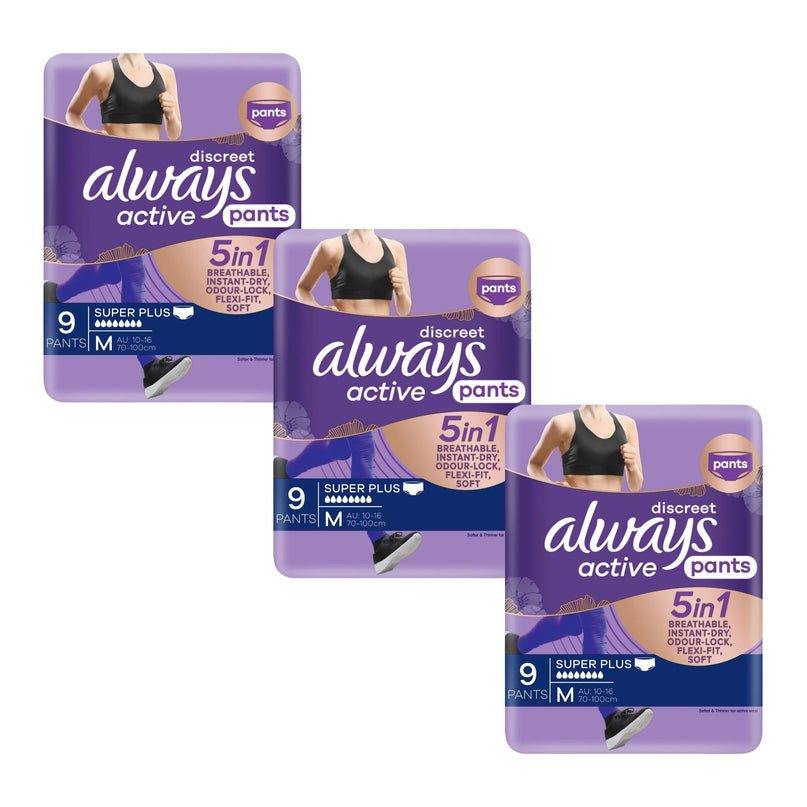 Always Discreet 5 in 1 Pants Medium 10-16 70-100cm 9 Pack x3-2029334104054566912