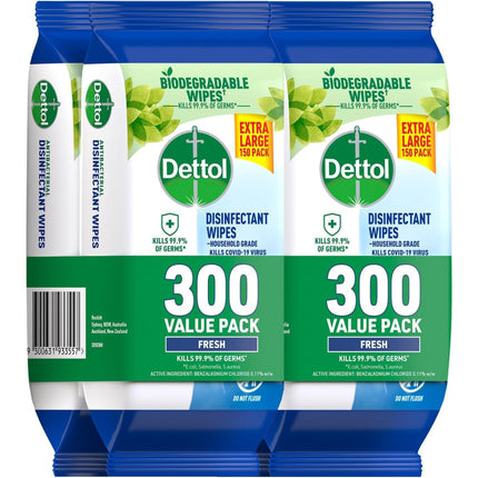 Dettol 600 x Disinfectant Wipes Fresh (300's x 2)-2029334107053494272