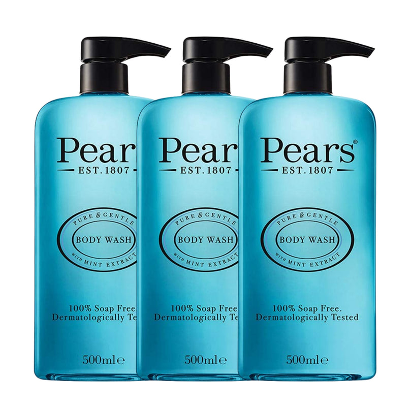 Pears Body Wash for Glowing Skin with Mint Extract 500mL x3-2029334127647526912