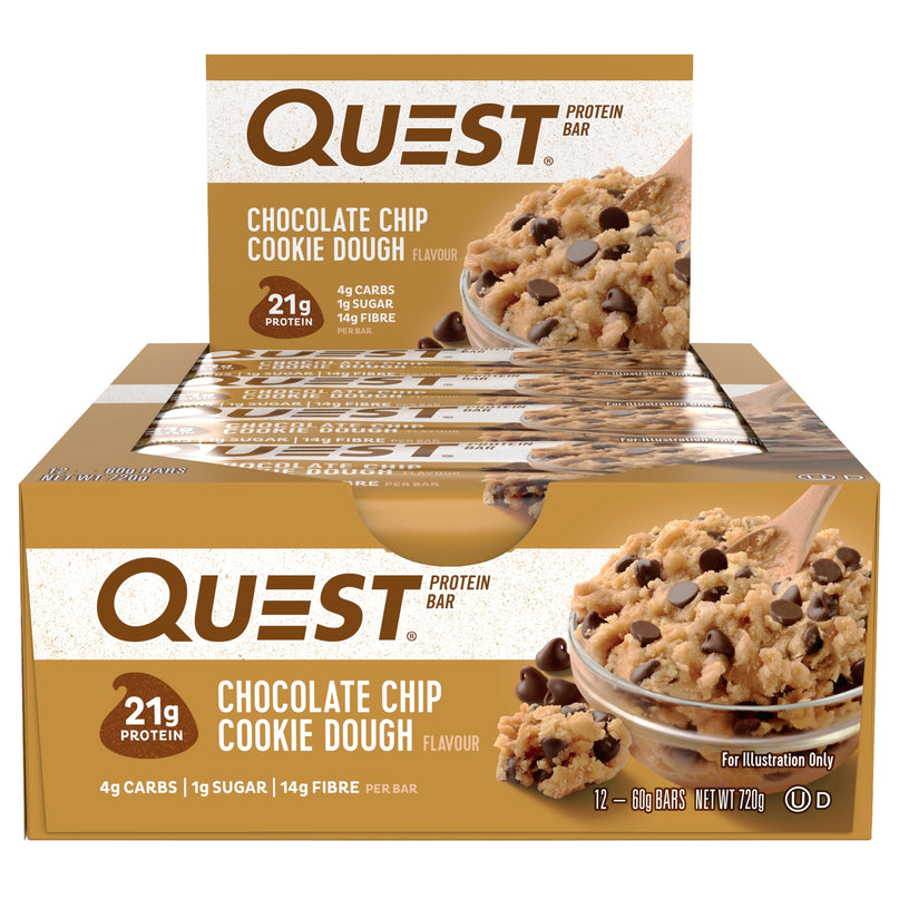 Quest Chocolate Chip Cookie Dough Protein Bars 12x60g-2029334133502775296