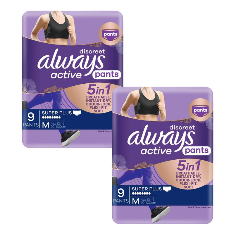 Always Discreet 5 in 1 Pants Medium 10-16 70-100cm 9 Pack x2-2029334103844851712