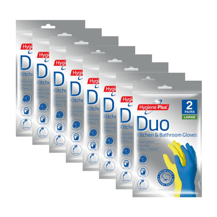 Hygiene Plus Duo Kitchen and Bathroom Gloves 2pk (Large) x8-2029334115463073792